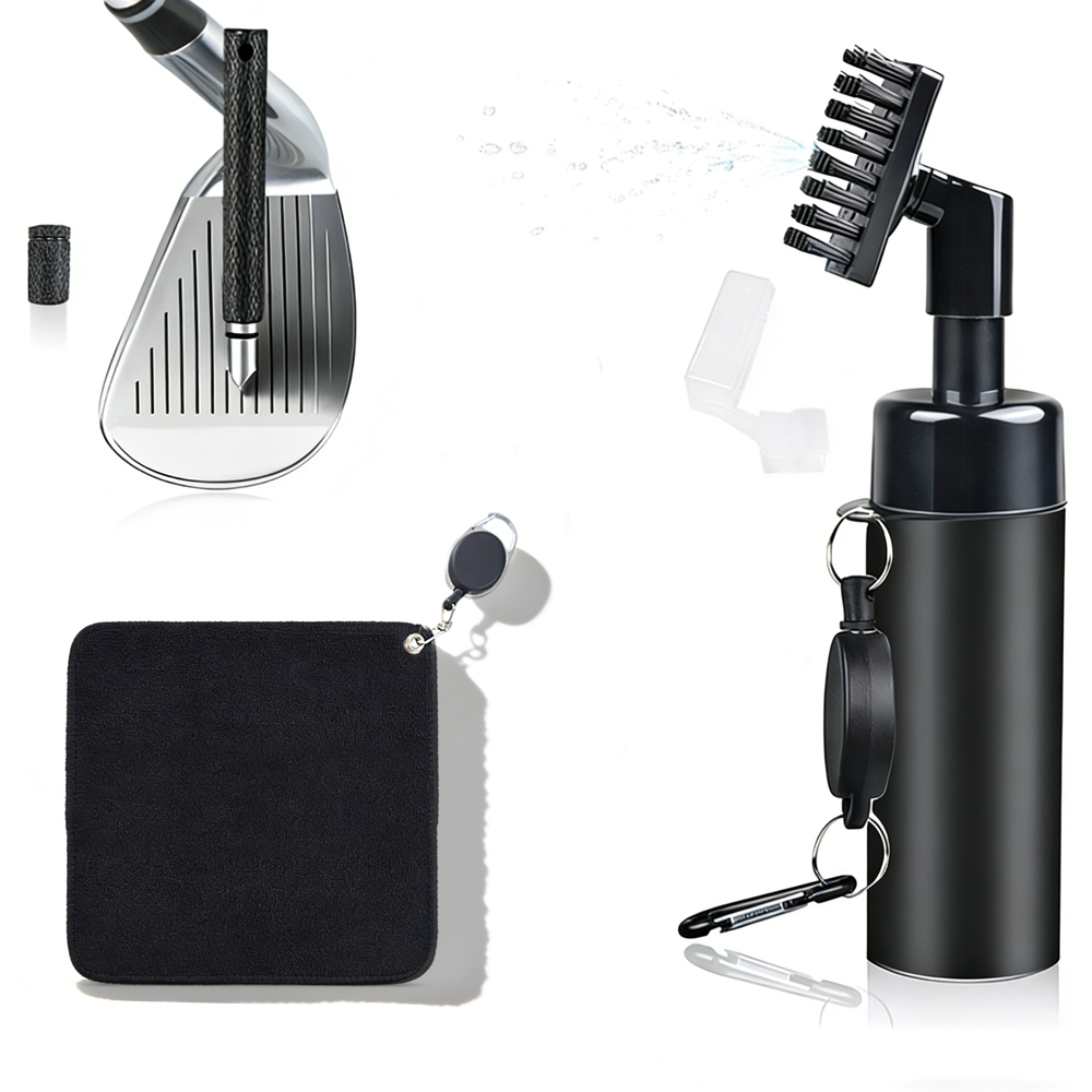 Golf Equipment To Improve Your Game - 3-in-1 Golfclub-Reinigungsset: Handtuch mit Wassersprühflasche, Bürste