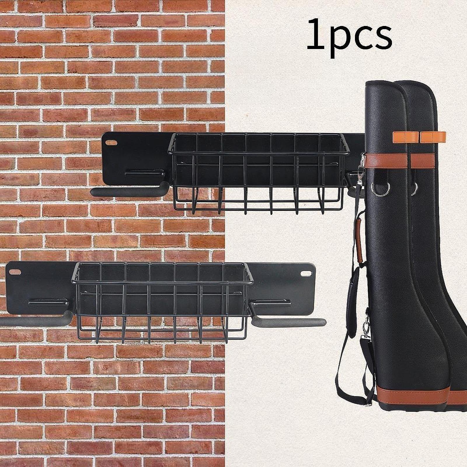 Golf Equipment Garage Storage - Wandmontierter Golfausrüstungshalter mit Doppelhaken und Aufbewahrungskorb