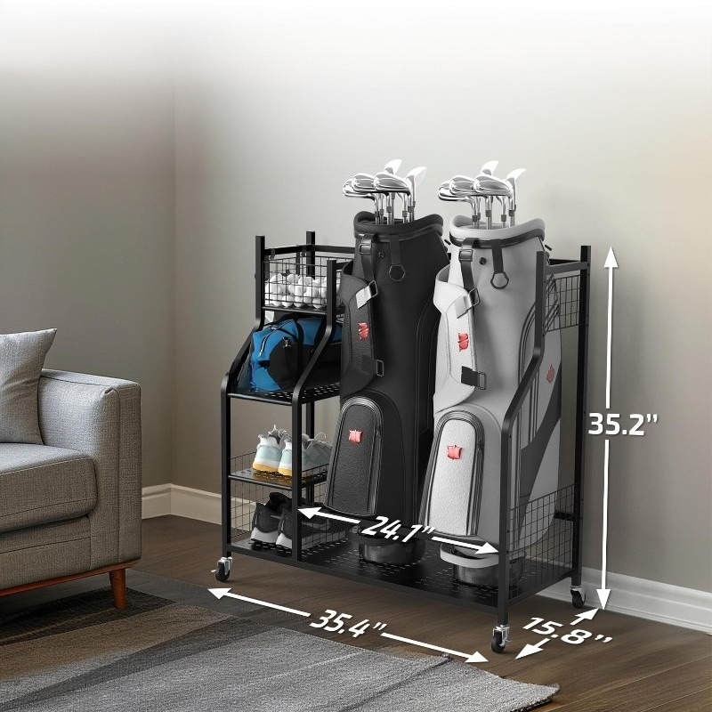 Golf Equipment Garage Storage - Golftaschen-Aufbewahrungsregal, Schläger-Präsentationsständer, Garagenausrüstungsregal