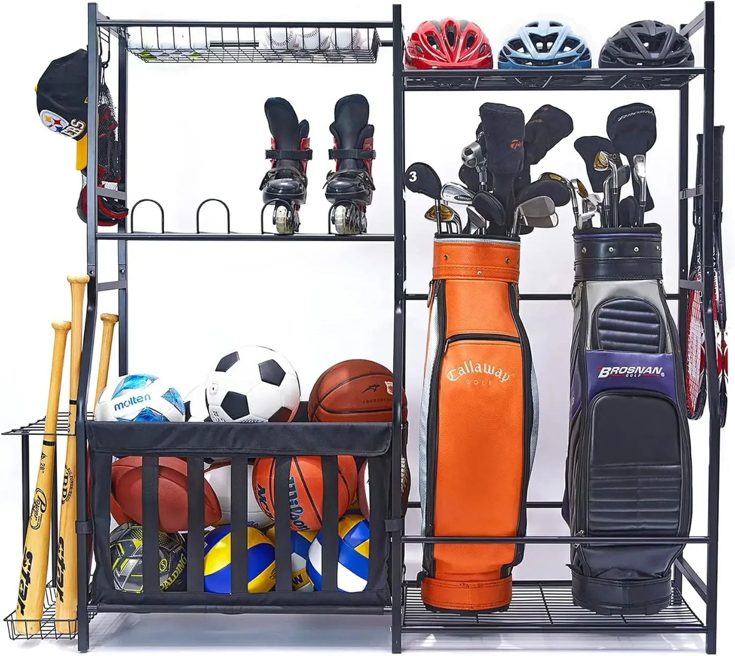 Golf Equipment Garage Storage - Garagen-Sportgeräte-Organizer Golftaschenständer Ballaufbewahrungsregal für Innen- und